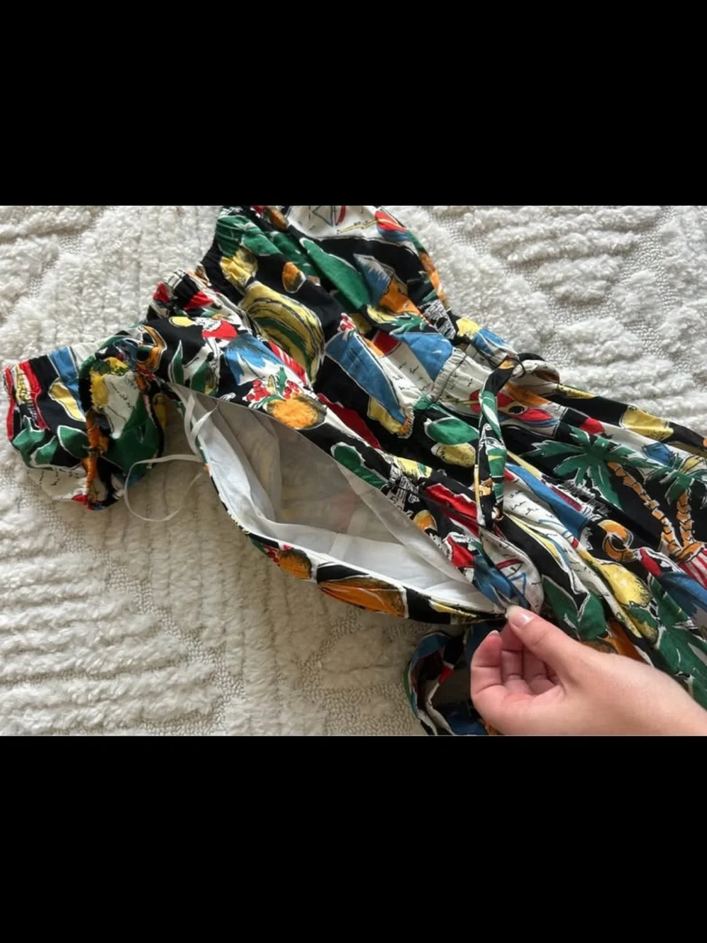 Women’s Multicolor Fruit Print Dress with Tie Waist
